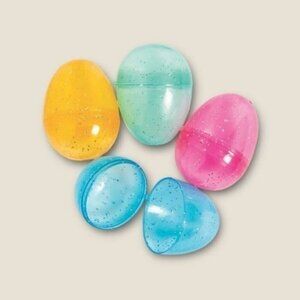 2 1/2" Transparent Glitter Plastic Easter Eggs - 12 Pc.